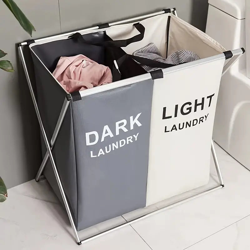 2/3 Grid Laundry Basket With Stand, Foldable Dirty Clothes Storage Hamper, Waterproof Home Laundry Basket, X Shape Foldable Dirty Laundry Basket, Collapsible Laundry Storage Organizer, Oxford Fabric Clothes Laundry Bag 2/3 Grid Laundry Basket With Stand, Foldable Dirty Clothes Storage Hamper, Waterproof Home Laundry Basket, X Shape Foldable Dirty Laundry Basket, Collapsible Laundry Storage Organizer, Oxford Fabric Clothes Laundry Bag
